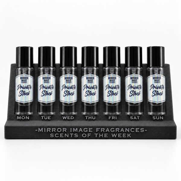 Mirror Image Fragrances Scents of the Week seven-slot display stand